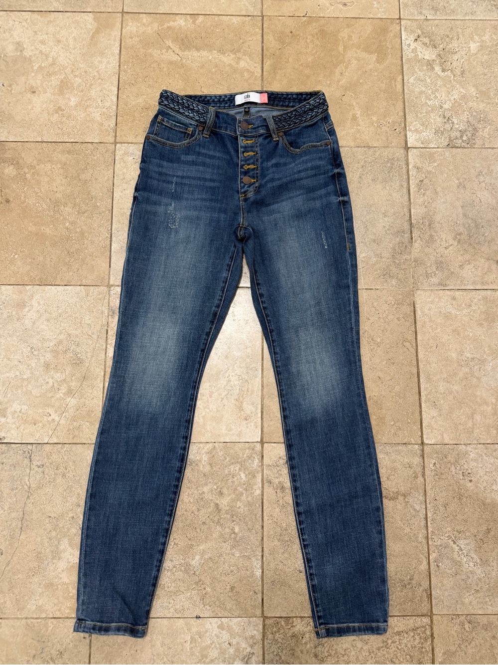 CAbi Medium Wash Skinny High-Rise Button-Fly Jeans